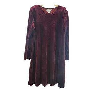 Another Thyme Velvet womens dress sz 16 wine long sleeve velour dark romantic